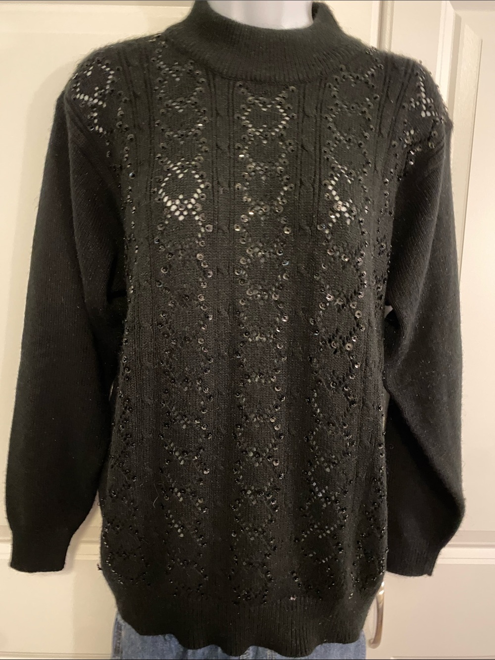 Alfred Dunner Black Sequin Vintage 80/90’s Knit Sweater